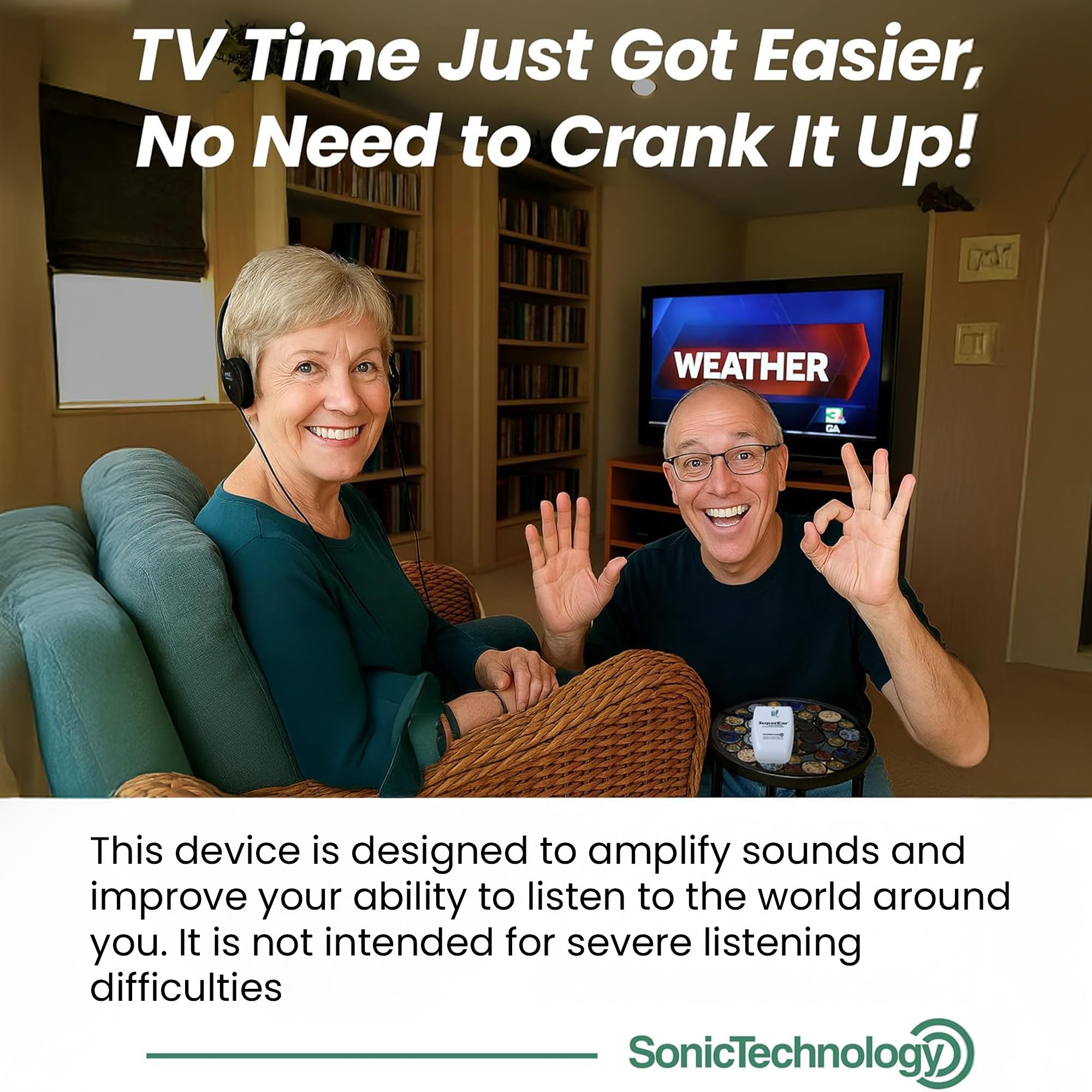 SuperEar Model SE9000HP for Seniors - Hearing Amplifiers for Seniors & Elderly, Super Ear Personal Sound Amplifier, Sound Amplifier Listening Device & Audio Accessories in 50dB Ambient Sounds Increase