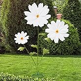 Giant Daisy Paper Flower for Decoration: 5.6 FT Large Artificial Flowers with Stand for Home Decor - 3 PCS Flowers with Adjustable Stem for Garden - Wedding Baby Birthday Party or Bridal Shower