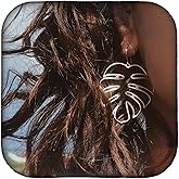 Doubnine Palm Leaf Earrings Large Monstera Gold Line Dangle Earrings Bohemian Summer Festvial Jewelry for Women