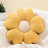 Sioloc Daisy Flower Pillow - Yellow Playful Decorative Throw Pillow for Bed, Cute Flower Shaped Floor Cushion for Chair, Couch & Room Decor (15.7 Inch)