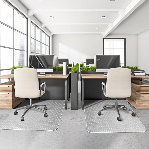 OFFICE CHAIR MAT FOR CARPETS, CLEAR COMPUTER DESK CHAIR MAT FOR LOW CARPETED FLOORS, THICK AND STURDY CARPET PROTECTOR, EASY GLIDE AND FLAT WITHOUT CURLING(30” X 48” RECTANGLE)