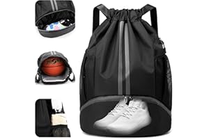 Sports Drawstring Backpack – Gym String Bag with Shoes Compartment & Wet Pocket, Water-Resistant Training Backpack for Men an
