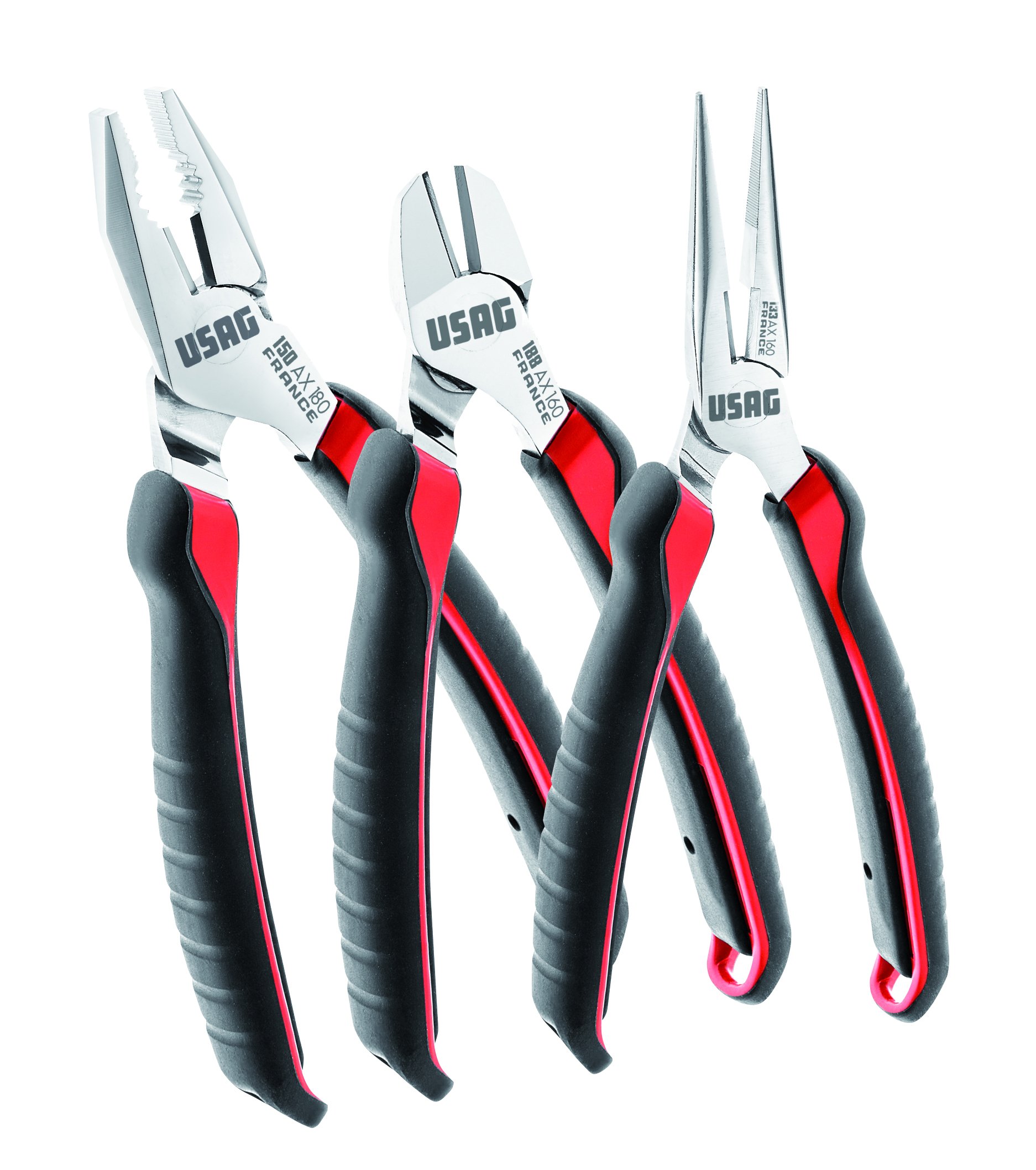 USAG U01500201 - -150 AX/SE3 - Assortment with combination pliers, extra-long half-round nose pliers and cutting nippers (3 pcs.)