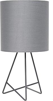 Amazon Com Simple Designs Lt2066 Gog Down To The Wire Fabric Shade Table Lamp Gray Gray Home Improvement