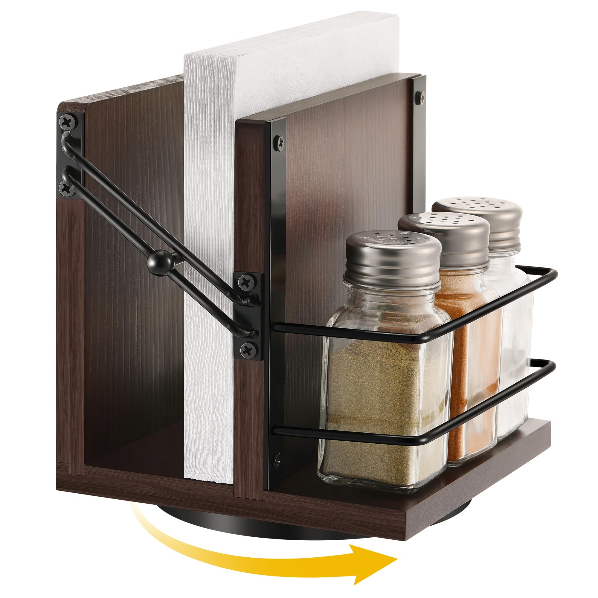 Photo 1 of Enhon Napkin Holder for Table, Rotating Standing Napkin Dispenser, Metal, with Weighted Arm, Standing Paper Storage for Countertop Kitchen Restaurant Farmhouse Outdoor Table Decor