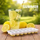 Keplin 2pk Silicone Ice Cube Trays with Non-Spill Lids Yellow view 3