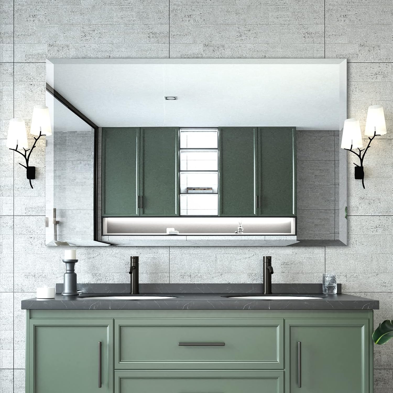 Mirrors - Mirrorons Beveled Mirror, Bathroom Mirrors 48