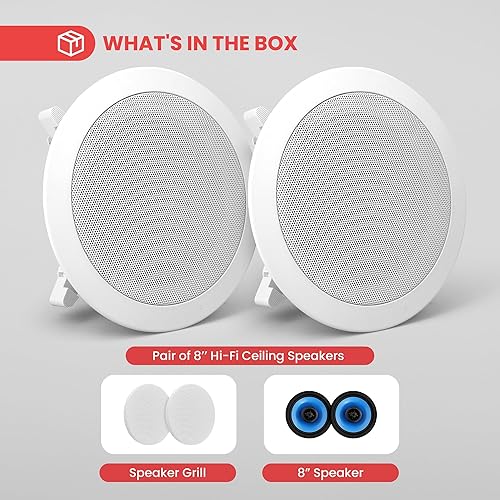 Pyle Home 2-Way In-Wall In-Ceiling Speaker System Dual Inch 300W Pair  of Ceiling Wall Flush Mount Speakers