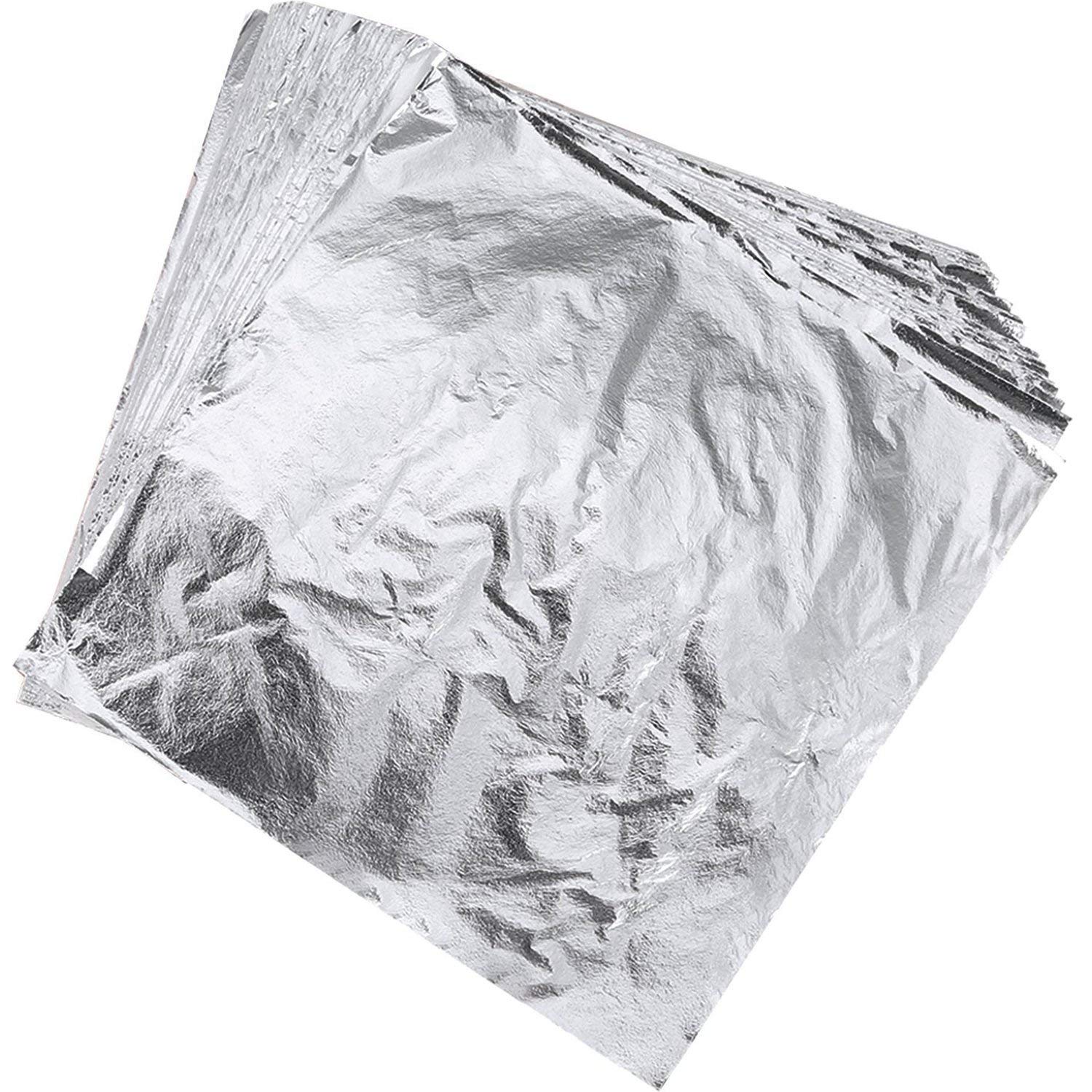 Yongbest Silver Leaf,100 Sheets Copper Leaf Sheets for DIY Gilding Crafting Arts Project Furniture Decoration 14cm*14cm