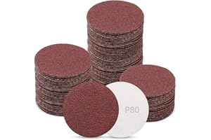 ZEHIQ 120pcs 2 Inch Sandpaper 80 Grit, Hook and Loop Sanding Disc, Alumina Orbital Sander Pads No Hole Sander Attachment Disc for Sanders Drill Grinder and Rotary Tools