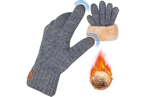 Bototack Winter Thermal Gloves for Men Women, Thick Knited Touch Screen Gloves Warm Fleece Lined Gloves for Driving Running