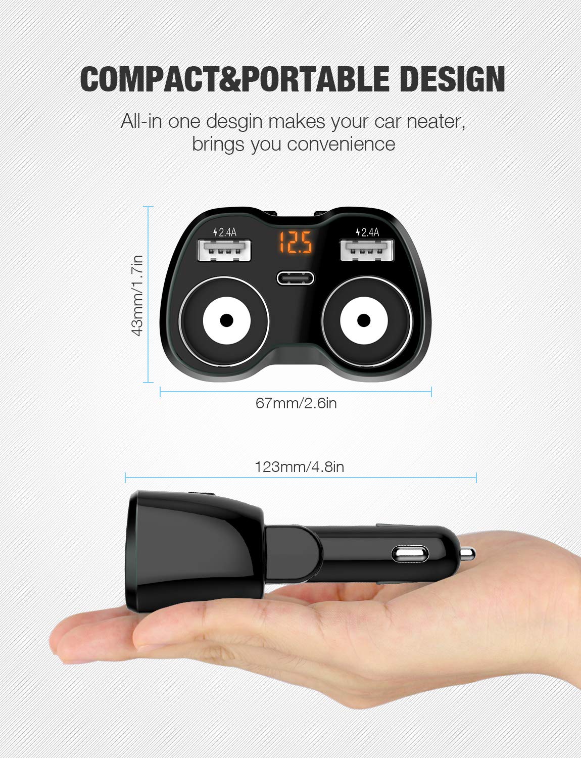 Cargador USB para coche, distribuidor de mechero, adaptador de ...