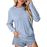 OPOIPIN Women's Crew Neck Casual Long Sleeve with Pocket Sweatshirt Pullover Tops