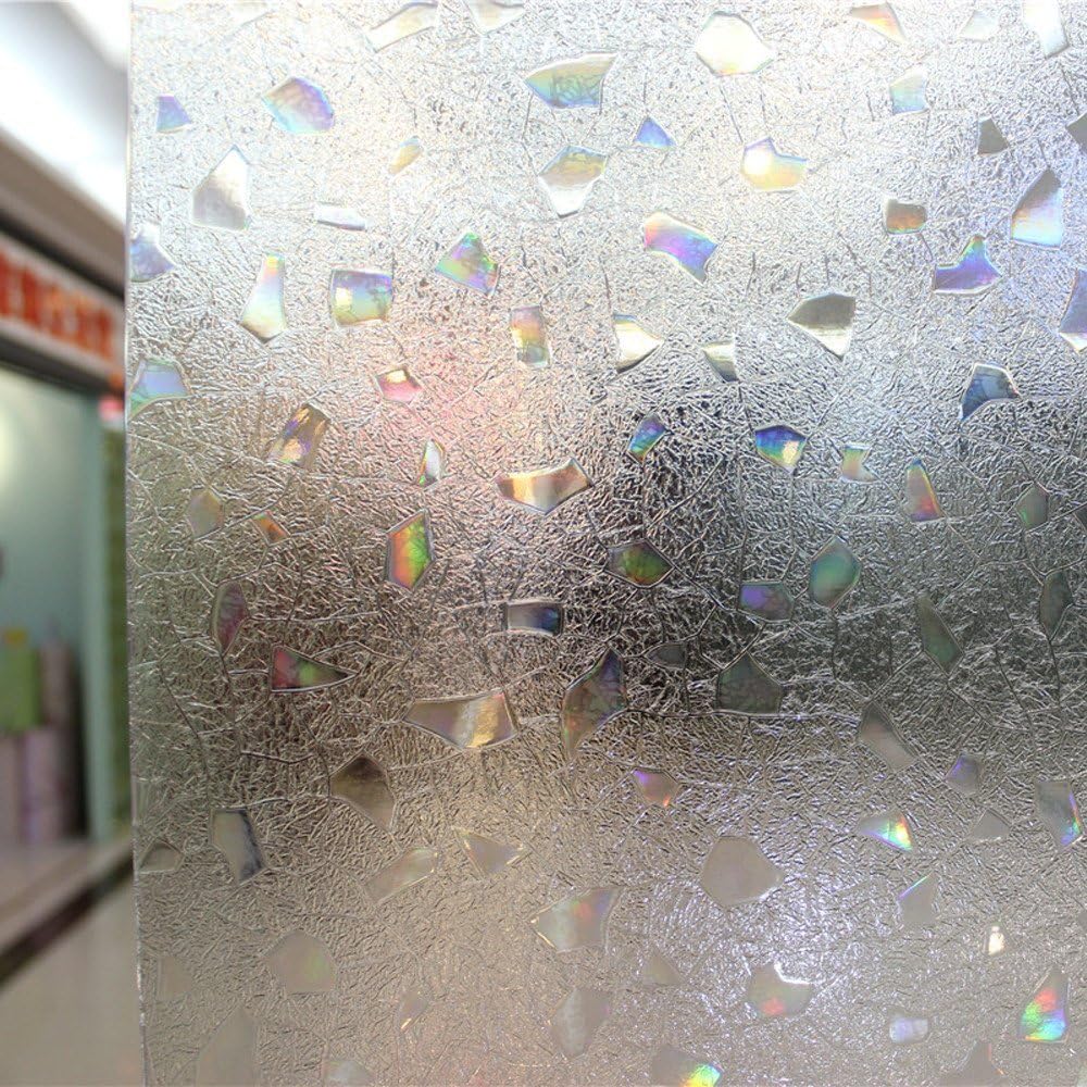 Lifetree New Vinyl 3D Non-Adhesive Frosted Privacy Window Film, Decorative Window Glass Film for Mall Glass Wall/Glass Door/Kitchen/Bath Room/Sitting Room/Bedroom/Privacy Window(White,45200CM)