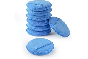 Ekrnlyi Wax Applicator Pad (8 Pack), 5 Inch Microfiber Applicator Pad with Finger Pocket, Washable Reusable Polishing Pads, Buffing Pads for Car Cleaning, Polishing and Detailing