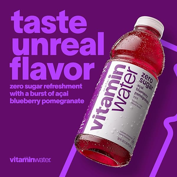 VITAMINWATER XXX ACAI-BLUEBERRY-POMEGRANATE ZERO SUGAR, FLAVORED WATER BEVERAGE, 20 FL OZ BOTTLES, 12 PACK