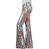 Nawgut Sequin Flare Pants Sparkly Glitter High Waisted Bell Bottoms Leggings Party Disco Clubwear for Women