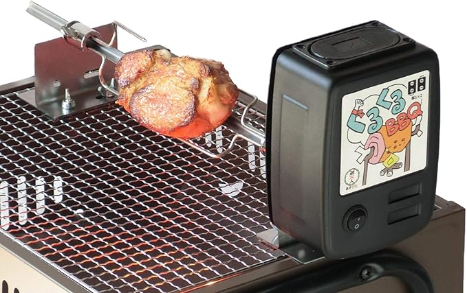 Amazon 焼網に取り付け くるくるｂｂｑ 丸焼キット お手持ちのコンロやグリルに置くだけ シュラスコ ロティサリー 遊火人 鉄板 網