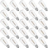 ST38 Replacement LED Light Bulbs, Shatterproof & Waterproof 0.6W ST38 LED Bulbs, Outdoor String Lights, E12 Base Patio Edison LED Light Bulbs, Warm White 2200K Plastic 40ML Non-Dimmable 25 Pack