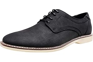 Jousen Mens Dress Shoes Retro Plain Toe Business Casual Oxfords Dress Shoes for Men