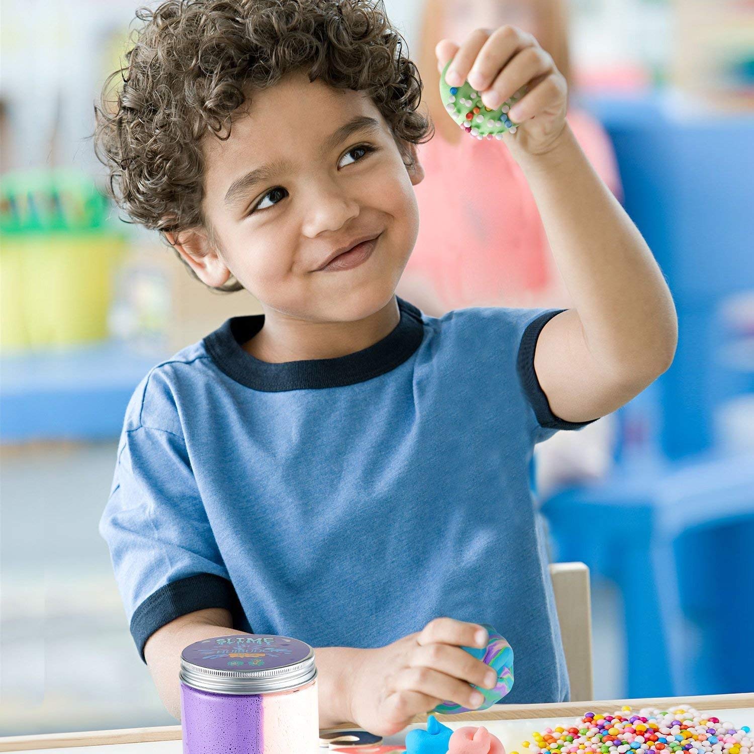 Huibudch Rainbow Slime Fluffy Slime Floam 10 OZ Slime 4 Colors Jumbo Slime Stress Relief Toy Keep Your hands Busy With 4 Colors 10 OZ( Blue Pink Green Purple)