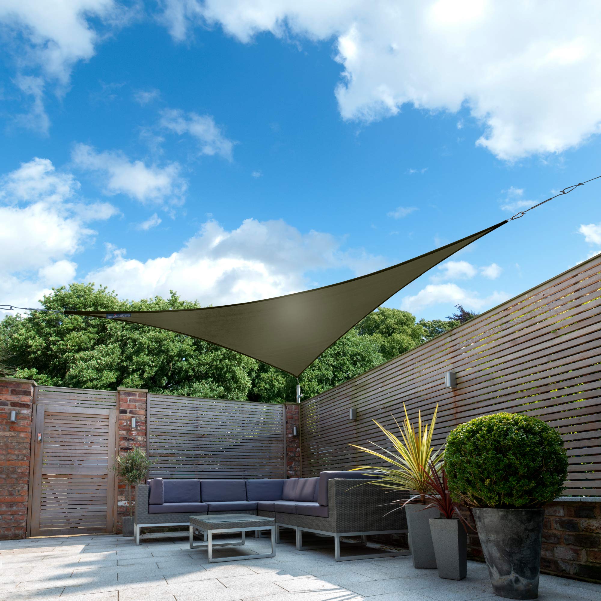 Kookaburra Waterproof Garden Sun Shade Sail Canopy in Sage 98% UV Block (5m Triangle)