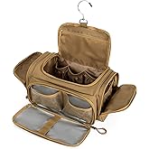 Prokva Tactical Toiletry Bag for Men, Hanging Hygiene Bag, Travel Dopp Kit Organizer for Shaving, Shower Essentials and Toiletries, Khkai (Empty Bag)