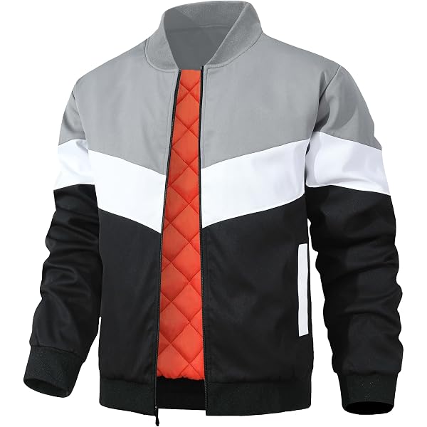 JEsilunmaMY Men's Stand Collar Diamond Quilted Jacket Fleece Lined