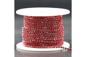 JEGOYER 10 Yards SS6.5/2.0mm Crystal Rhinestone Trim Close Chain, Diamond Claw Cup Chain Roll for Sewing Crafts Ideal Wedding Party DIY Decoration (Crimson)
