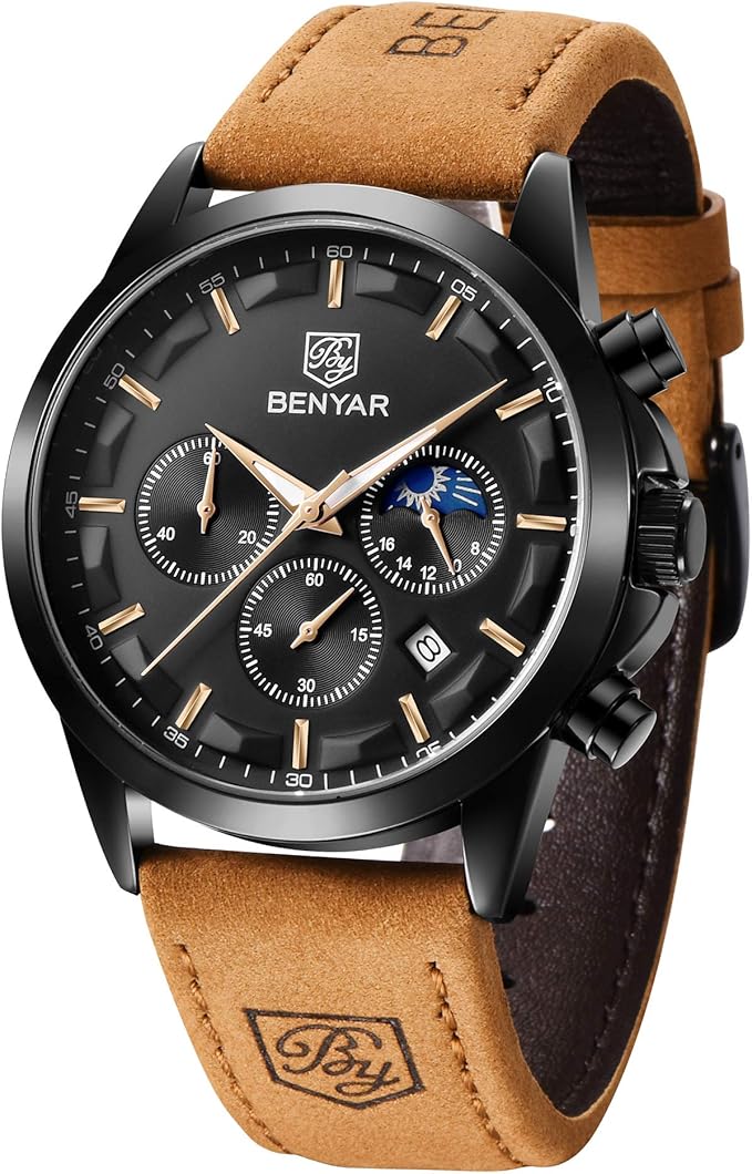 BENYAR Orologio al quarzo Orologio da polso da uomo di lusso Moda casual Impermeabile Multifunzionale Automatico Luminoso reloj hombre BY5156 M  1511