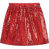 Noomelfish Girls Sparkly Sequin Skirt Kids Elastic Waist Mini Pencil Skirts (5-12 Years)