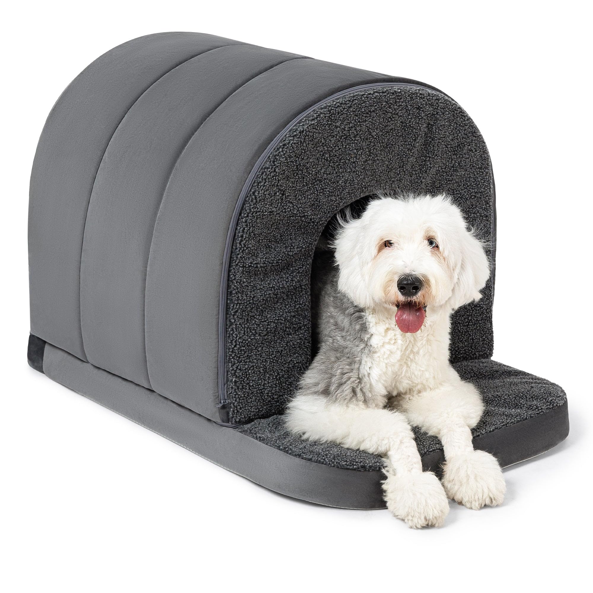 Photo 1 of PELZIN Indoor Dog House - Orthopedic Dog Tent Bed w/Egg-Crate Foam - Pet Bed with Cover Cave - Waterproof Lining - Nonskid Bottom, Ideal for Large Breeds & Fits 42-Inch Crate - 41"x27"