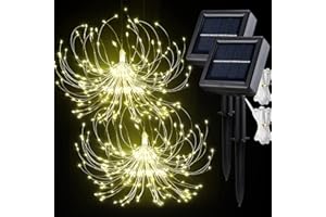 HEAGEERO Solar Starburst Light 2 Pack, Outdoot Chandelier Lights 180 LEDs | Solar Umbrella Fairy Light | Solar Firework Light | Hanging Decorative Lights for Party Garden Patio Bedroom,DIY Light