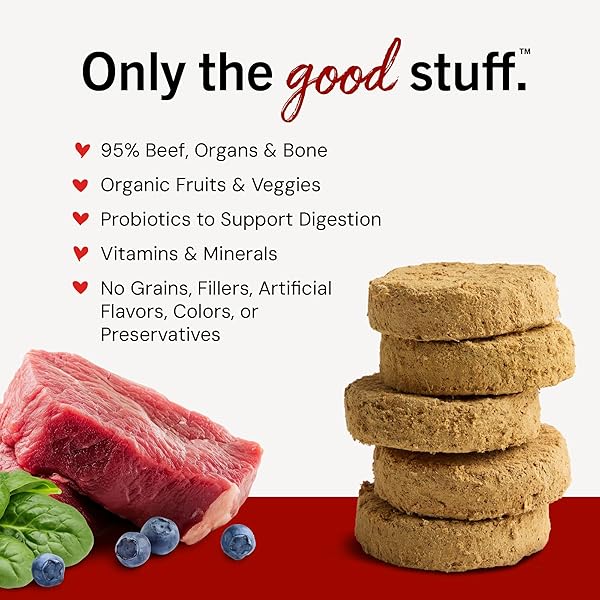STELLA & CHEWY’S FREEZE-DRIED RAW DINNER PATTIES – BEEF RECIPE – HIGH PROTEIN GRAIN-FREE PUPPY & DOG FOOD – PERFECT FOR PICKY EATERS – 14 OZ