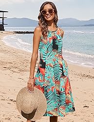 HOTOUCH Hawaiian Dresses for Women Sleeveless Boho