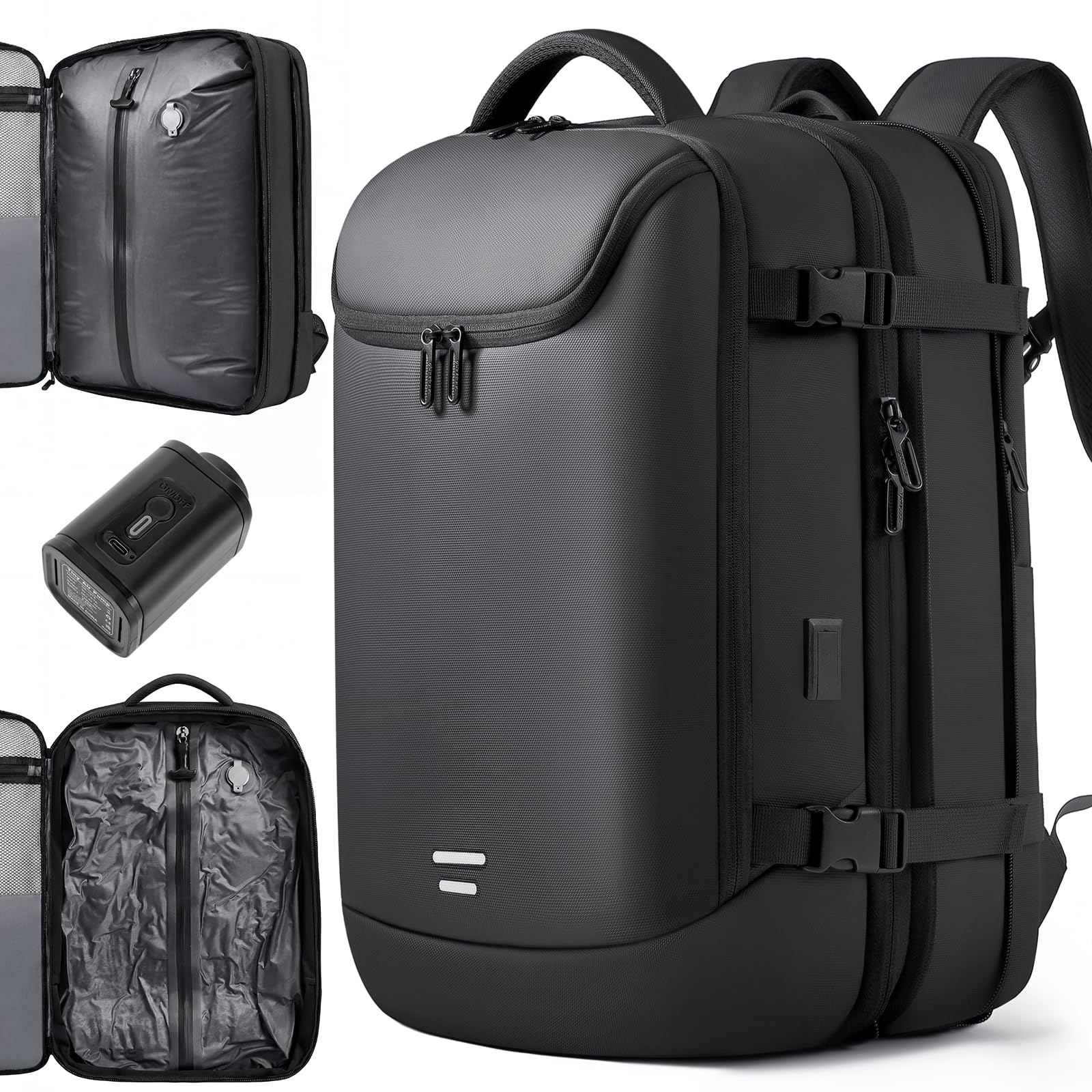 Photo 1 of TANGCORLE Vacuum Seal Travel Backpack 45L Expandable Air Compression System Water Resistant 17 Inches Laptop Backpack for Women & Men with USB Charging Port- Vacuum Pump Included