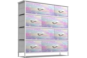 Sorbus Dresser with 8 Drawers - Furniture Storage Chest for Kid’s, Teens, Bedroom, Nursery, Playroom, Clothes, Toys - Steel Frame, Wood Top, Fabric Bins (Tie-dye)