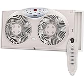 Bionaire Window Fan with Reversible Airflow Blades – 3-Speed Settings, Programmable Thermostat, LED Display, Remote Control, Fits 24–36" Windows, No Assembly Required