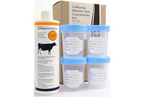 SAFRAN LIVING California Mastitis Test Concentrate for Goats & Dairy Cattle - Pint (473 mL) with (4) Test Containers (4 oz) - an Udder Saver - Easy Breezy CMT Rapid Test for Early Detection of Mastitis