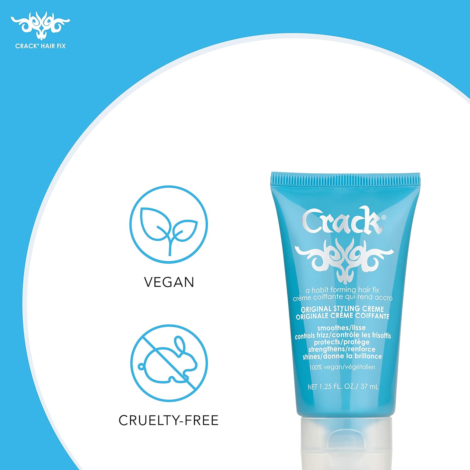 CRACK HAIR FIX Styling Creme - Multi-Tasking, Anti-Frizz, Leave-In Styling Aid With Protection from Humidity, Chlorine, Heat Treatments & Sun ( 1.25 Oz / 57 Milliliter ) : Hair Styling Serums : Beauty