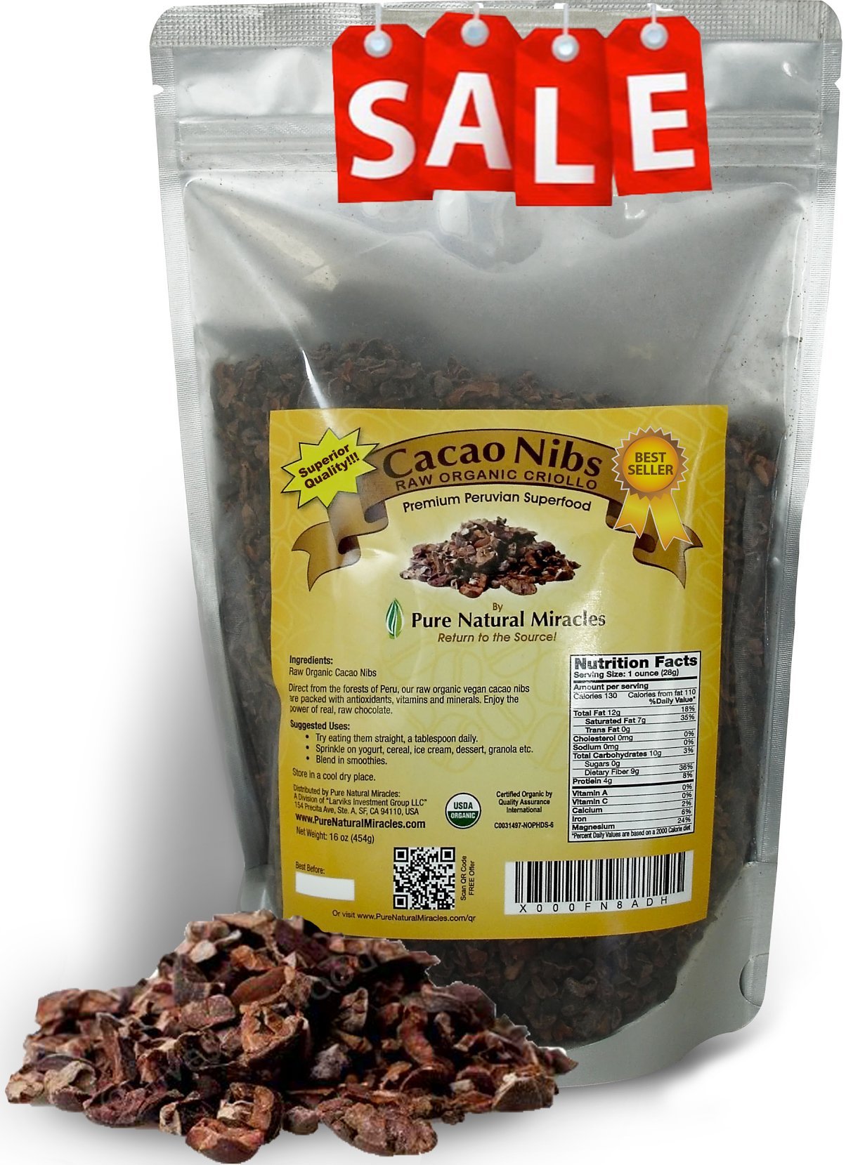 Pure Natural Miracles Raw Organic Cacao Nibs from the Best Cocoa Beans