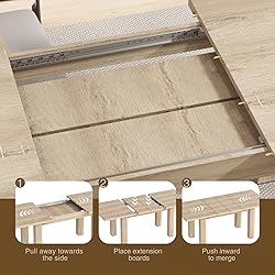 Vabches Extendable Dining Table for 6 8 10, 55'' to