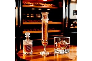 GENERIC Double Pipe Borosilicate Glass Cigar Humidor – Upgraded Set with Built-in Hygrometer,Portable Case for Home/Travel, Keeps Cigars Fresh & Mellow