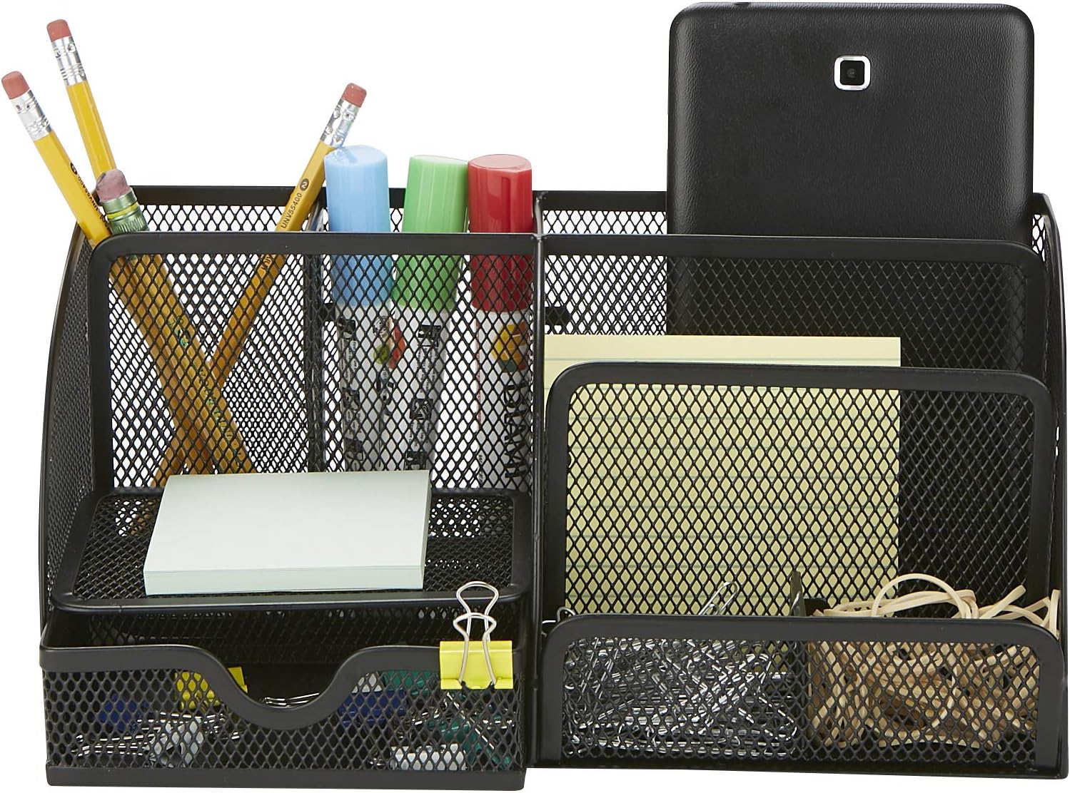 Mind Reader JOEORG-BLK Mesh Desk Cup, Pen, Pencil, Paperclip, Thumbtack Holder, Office Supplies Storage Organizer, Sticky Notes, Index Cards, Black