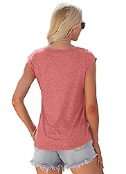 AUSELILY Womens Cap Sleeve T-Shirt Casual Loose Fit
