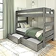 Max & Lily Modern Farmhouse Twin/Twin Bunk Bed with Storage Drawers, Driftwood