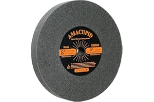 AmaCupid Deburring Wheels, Nylon Fiber Buffing Wheel 8 inch 9P Hardness. Polishing Stainless Steel, etc. Silicon Carbide Abrasive. for Bench Grinder Polishing Machine. 5/8 inch Arbor, 180 Grit