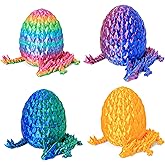 3D Printed Dragon Egg Toy (4 Pack) - Surprise Mystery Inside, Articulated Crystal Dragon, Fidget Sensory Toy for Kids Birthday Surprise & Desk Decor