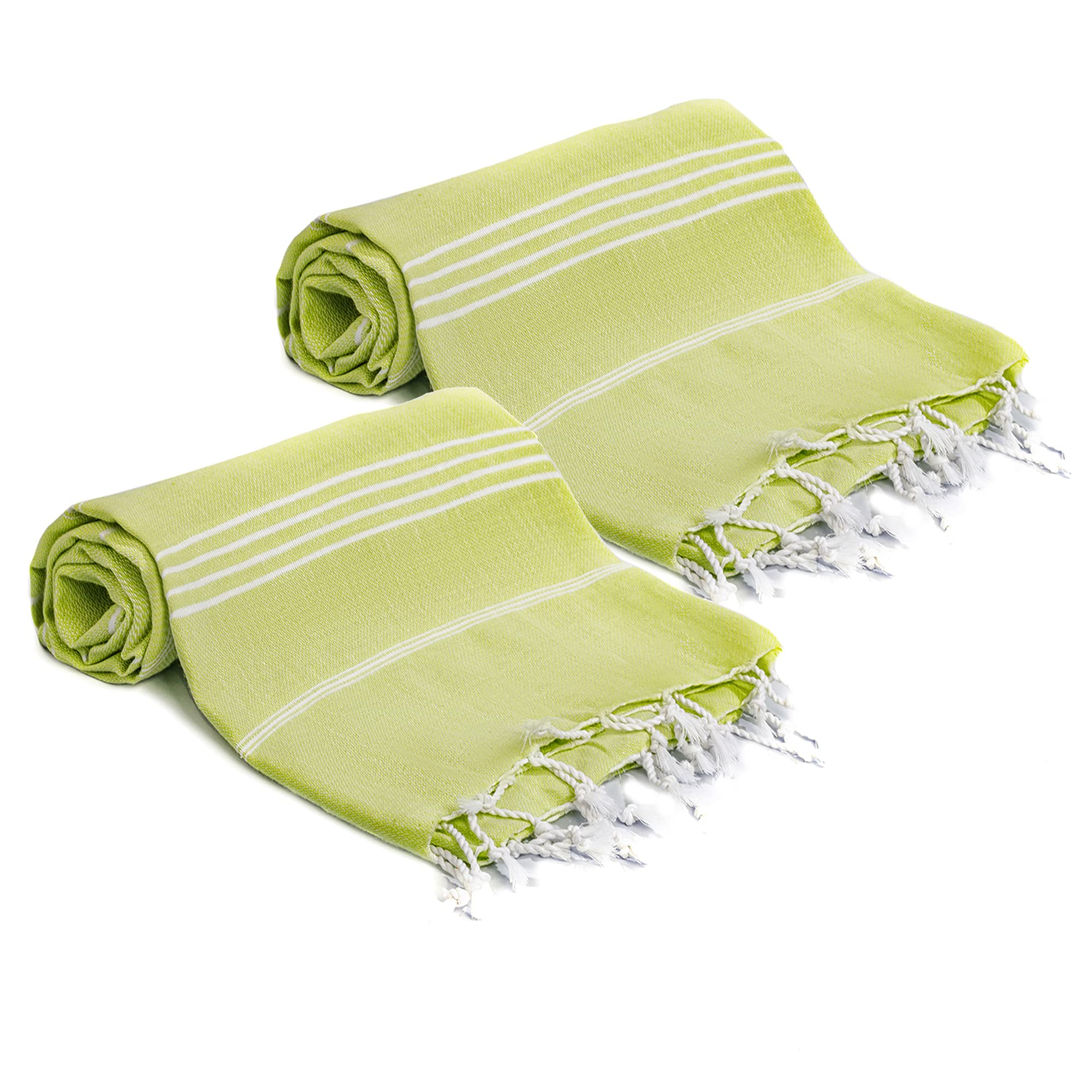 Turquoise Home, Large Beach Towel 100% Cotton - Soft and Durable, Ideal for Sauna, Spa, Yoga, and Pool, Green (2 Units), 100x180 cm - 39x71 inches