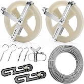 Solaradgy Outdoor Clothesline Kit, 150.9FT Wire Rope with Pulleys | Heavy-Duty Plastic-Coated Wire with 2 Pulleys, 2 Dividers, Tightener, Hooks and Screws